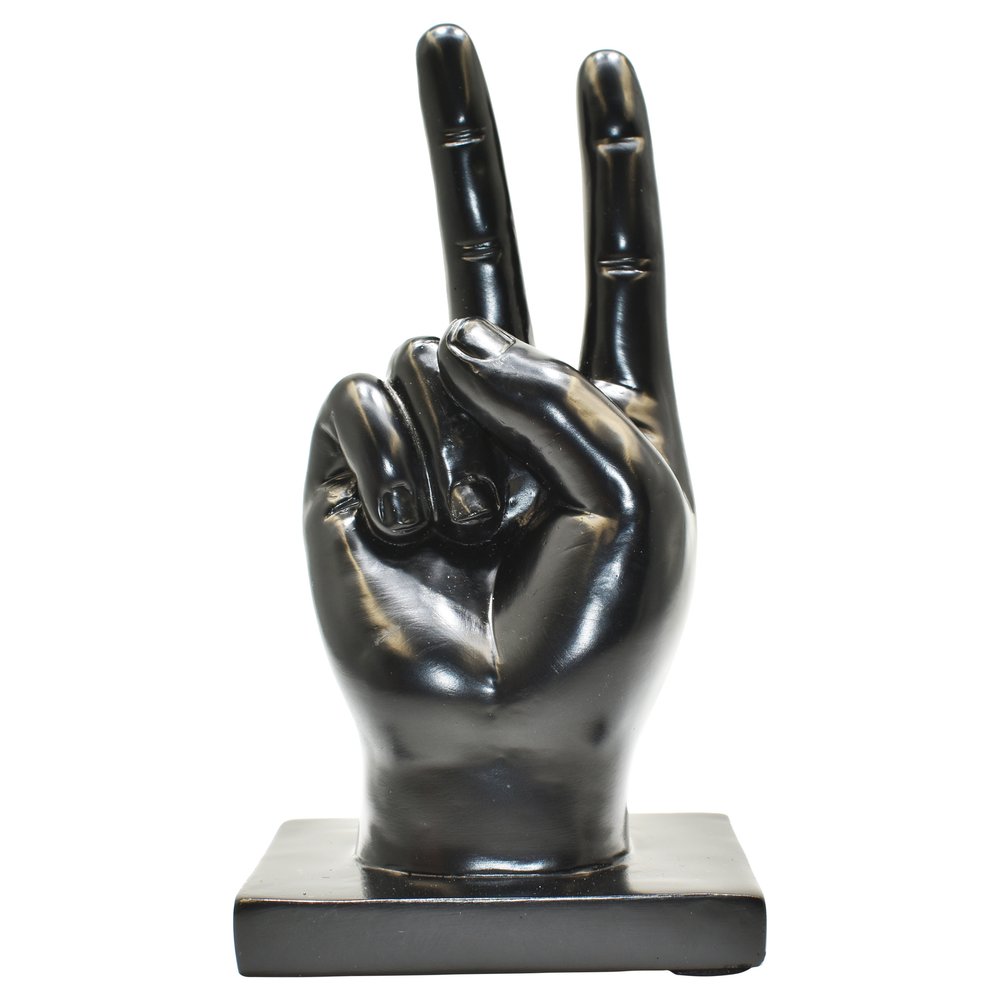 6" Black Resin Hand Tabletop Sculpture HomeRoots