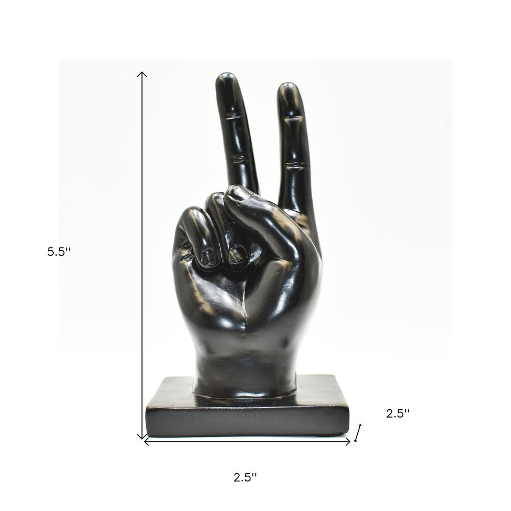 6" Black Resin Hand Tabletop Sculpture HomeRoots