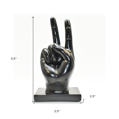 6" Black Resin Hand Tabletop Sculpture HomeRoots