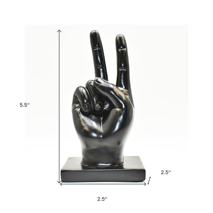 6" Black Resin Hand Tabletop Sculpture HomeRoots