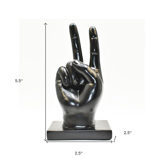 6" Black Resin Hand Tabletop Sculpture HomeRoots