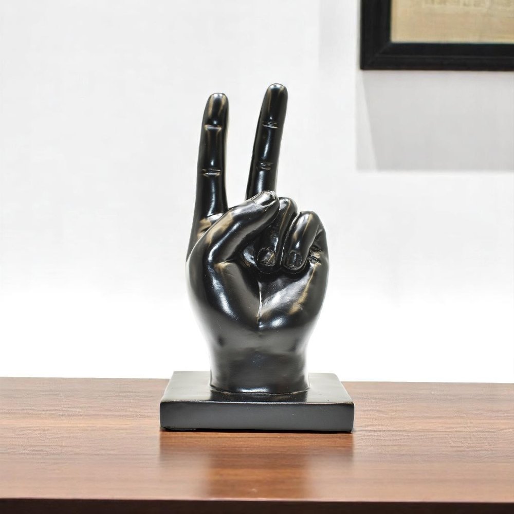 6" Black Resin Hand Tabletop Sculpture HomeRoots
