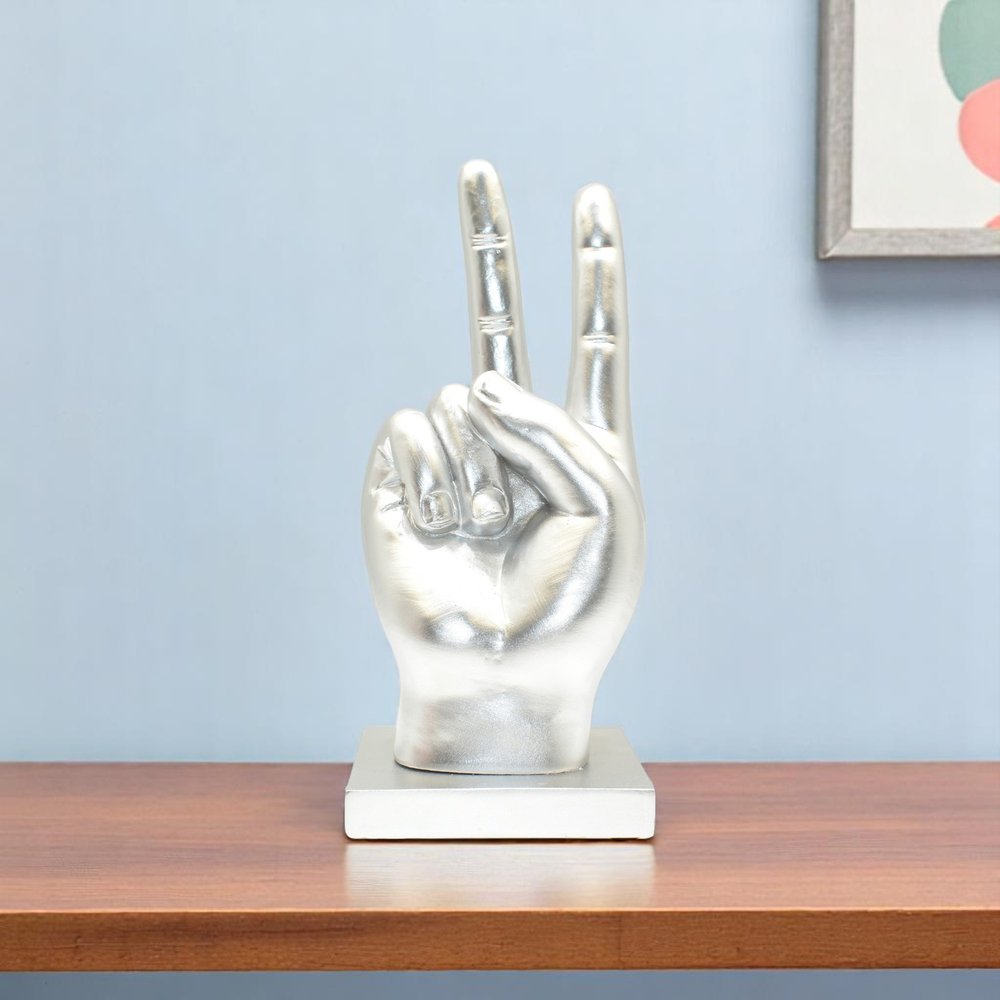 6" Silver Resin Hand Tabletop Sculpture HomeRoots