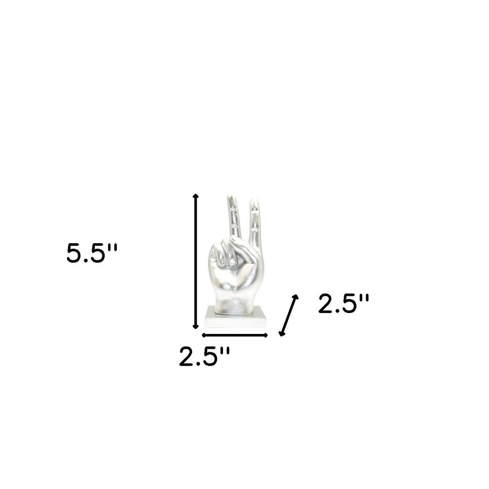 6" Silver Resin Hand Tabletop Sculpture HomeRoots