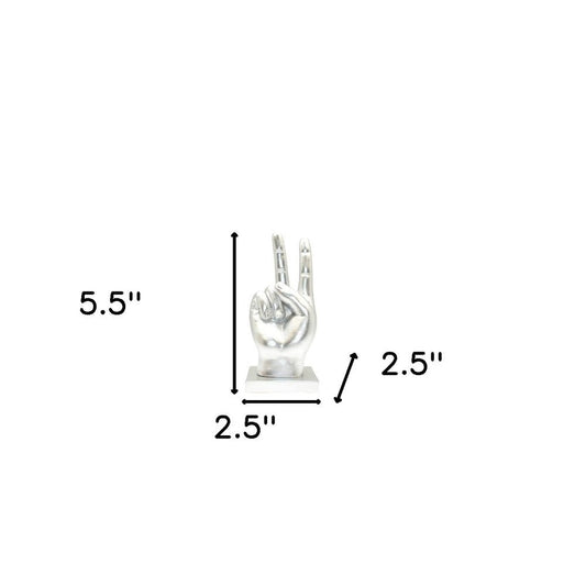 6" Silver Resin Hand Tabletop Sculpture HomeRoots