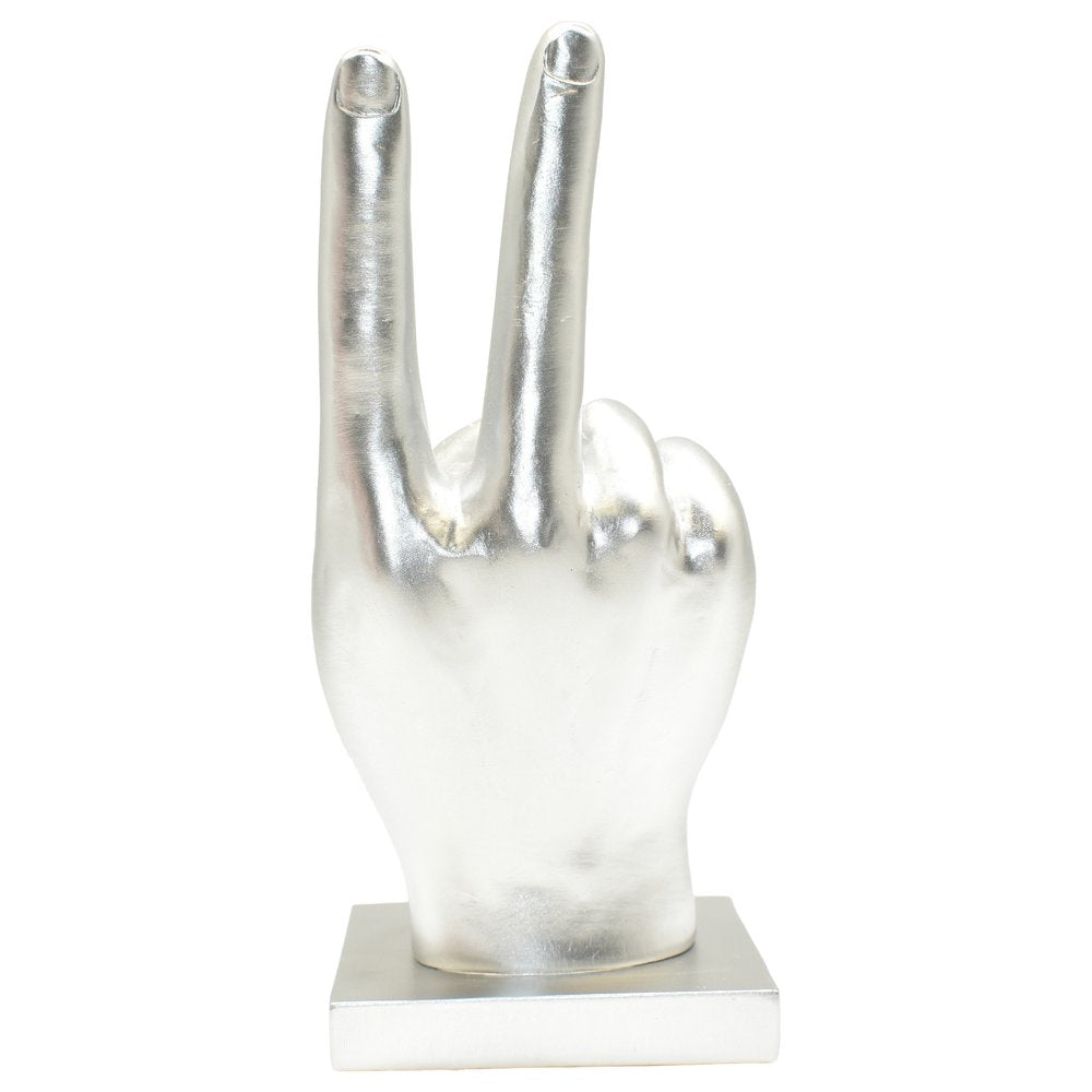 6" Silver Resin Hand Tabletop Sculpture HomeRoots