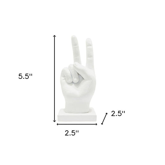 6" White Resin Hand Tabletop Sculpture HomeRoots