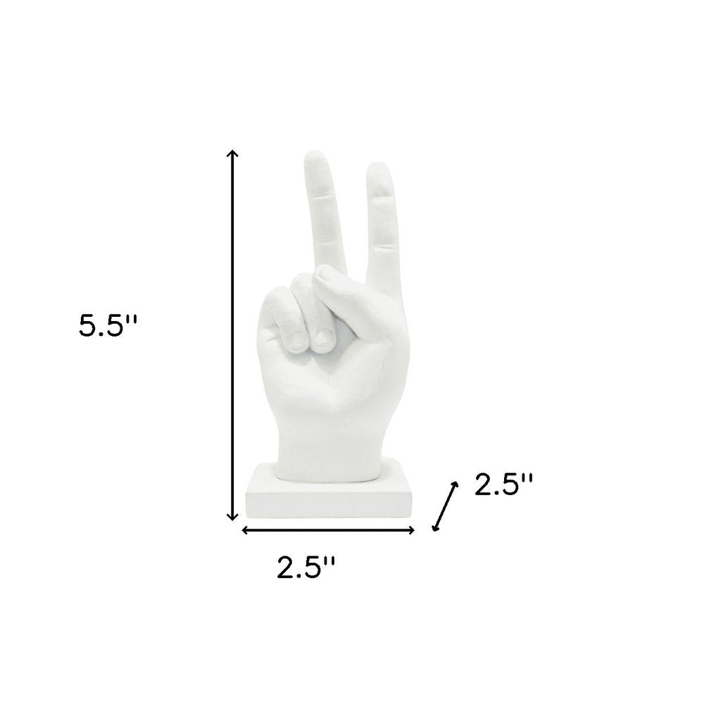 6" White Resin Hand Tabletop Sculpture HomeRoots