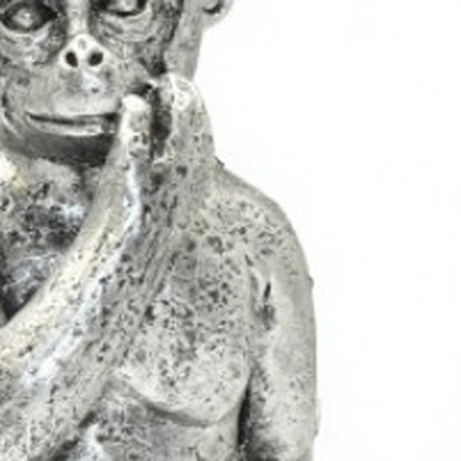 Set of Three Silver Resin Monkey Tabletop Sculpture HomeRoots