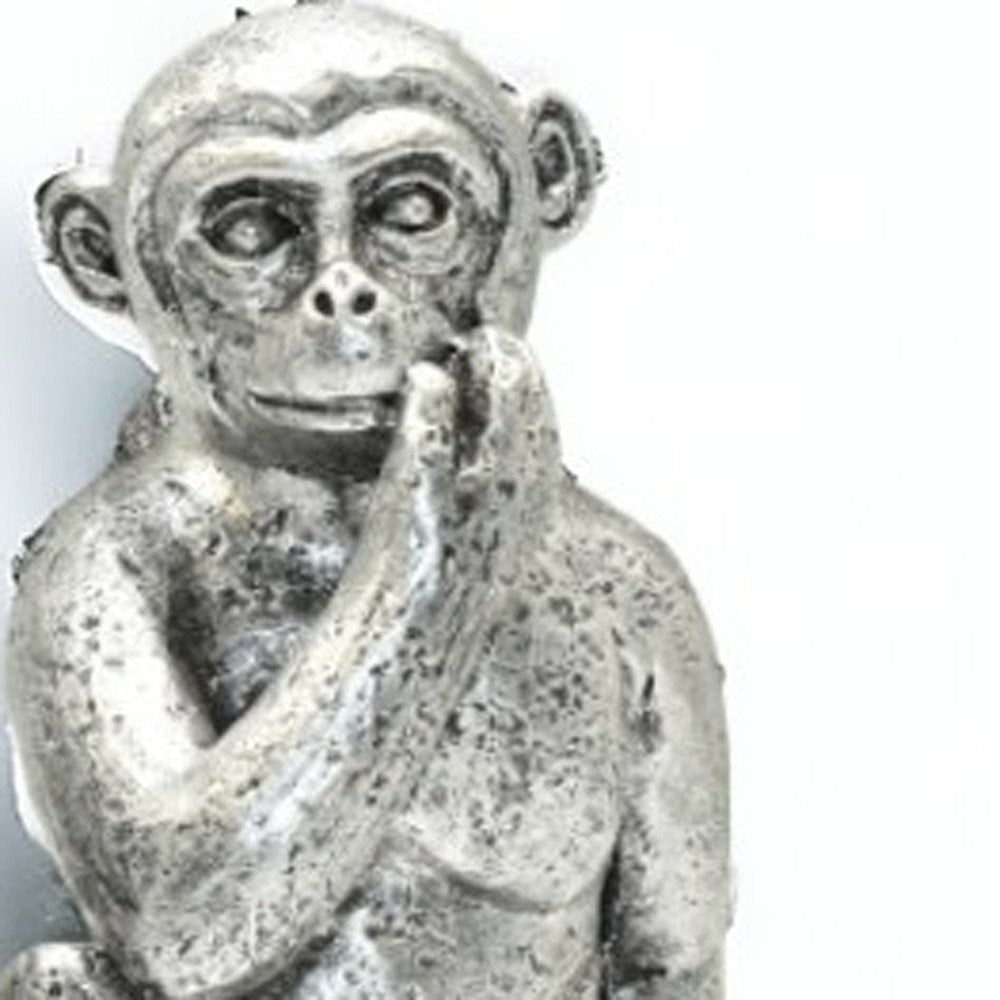 Set of Three Silver Resin Monkey Tabletop Sculpture HomeRoots