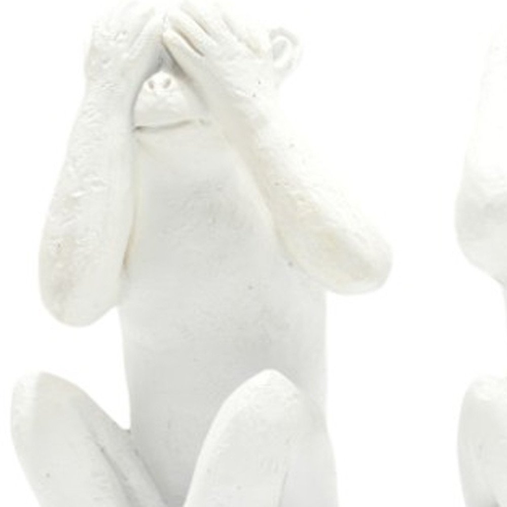 Set of Three White Resin Monkey Tabletop Sculpture HomeRoots