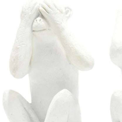 Set of Three White Resin Monkey Tabletop Sculpture HomeRoots