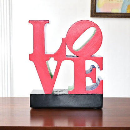 4" Red Blue Green And Black Resin Love Tabletop Sculpture HomeRoots