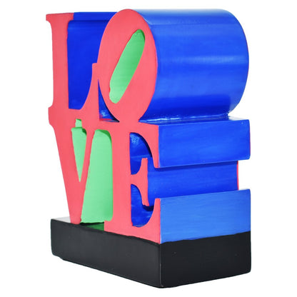 4" Red Blue Green And Black Resin Love Tabletop Sculpture HomeRoots
