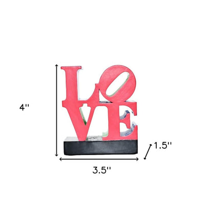 4" Red Blue Green And Black Resin Love Tabletop Sculpture HomeRoots