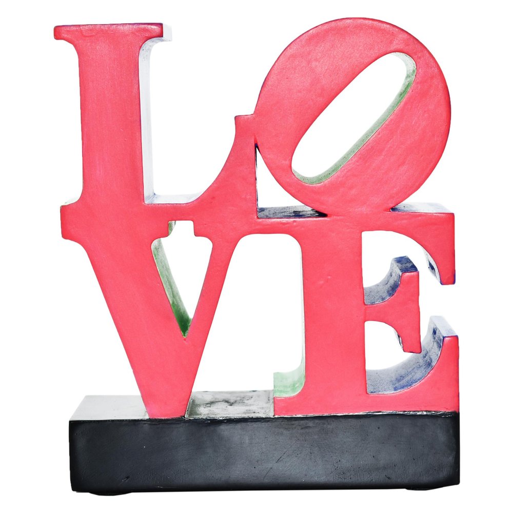 4" Red Blue Green And Black Resin Love Tabletop Sculpture HomeRoots