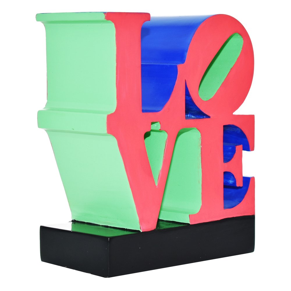 4" Red Blue Green And Black Resin Love Tabletop Sculpture HomeRoots