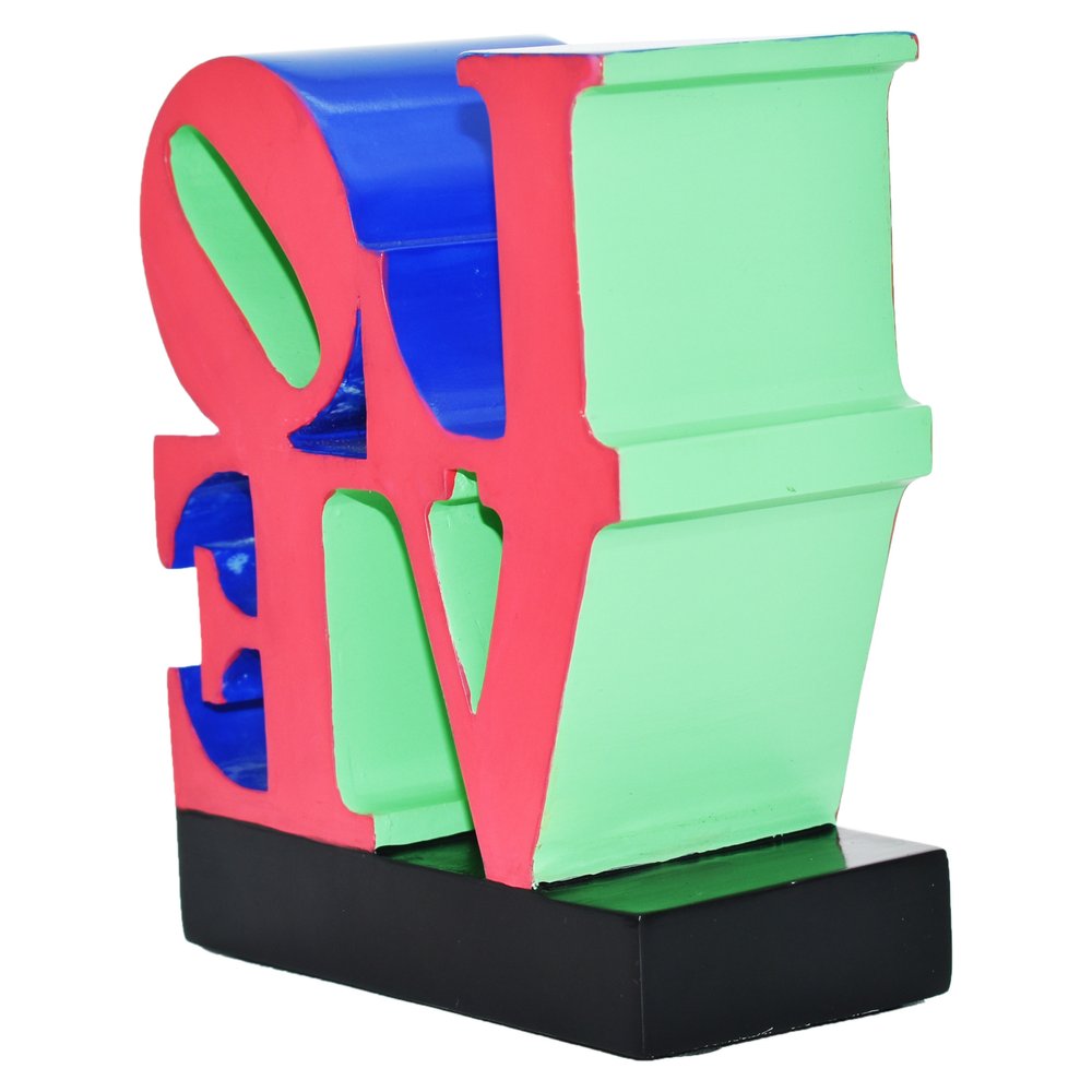 4" Red Blue Green And Black Resin Love Tabletop Sculpture HomeRoots