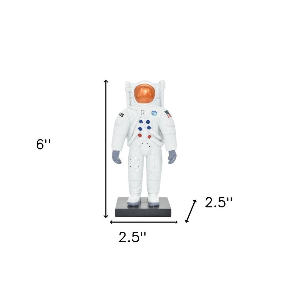 6" White Resin USA Astronaut Tabletop Sculpture HomeRoots