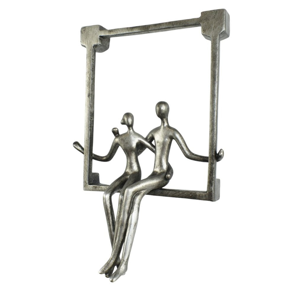 Set of Three Black Pewter And Bronze Resin People Tabletop Sculpture HomeRoots