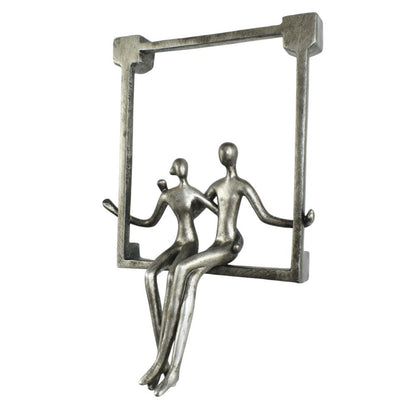 Set of Three Black Pewter And Bronze Resin People Tabletop Sculpture HomeRoots