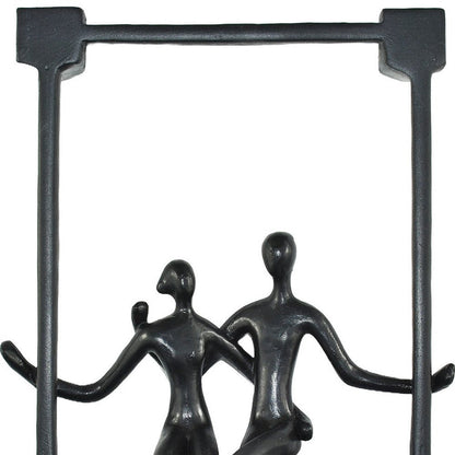 Set of Three Black Pewter And Bronze Resin People Tabletop Sculpture HomeRoots