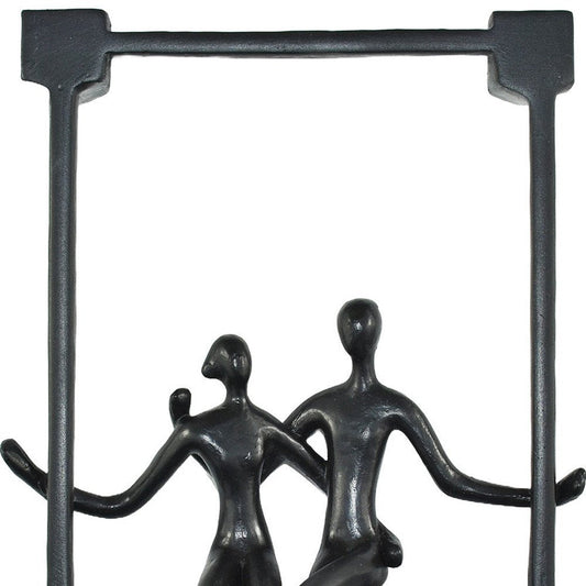 Set of Three Black Pewter And Bronze Resin People Tabletop Sculpture HomeRoots