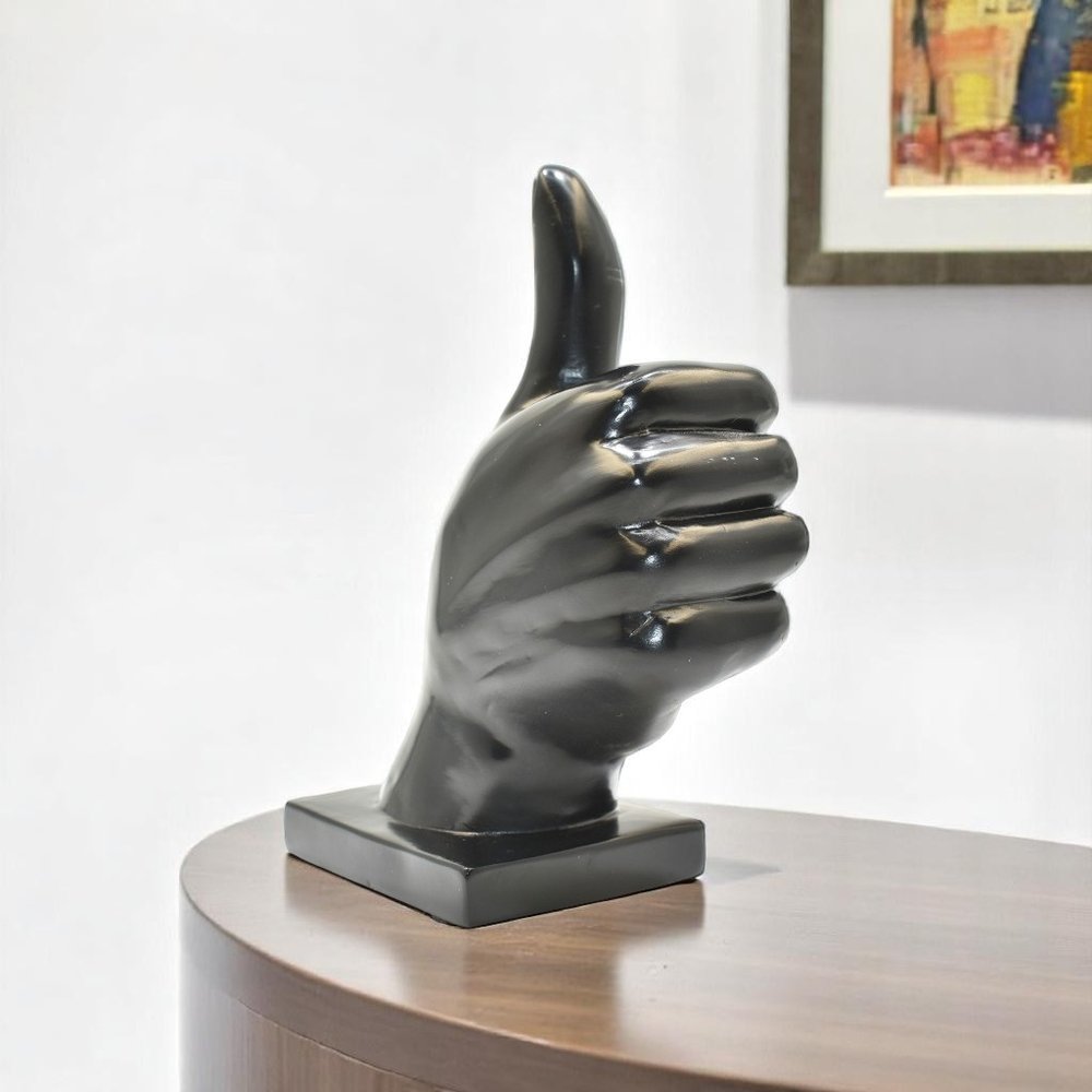 6" Black Resin Hand Tabletop Sculpture HomeRoots