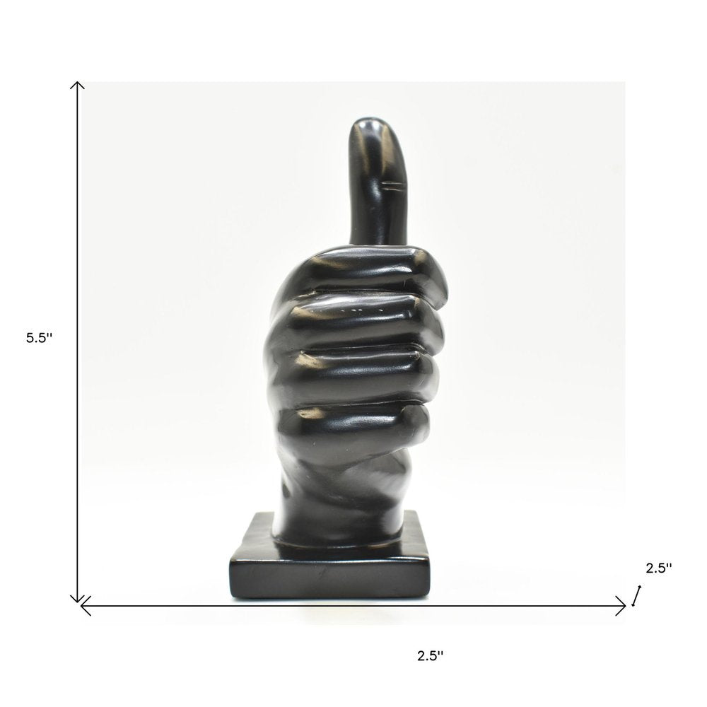 6" Black Resin Hand Tabletop Sculpture HomeRoots