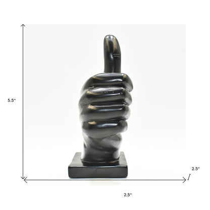 6" Black Resin Hand Tabletop Sculpture HomeRoots