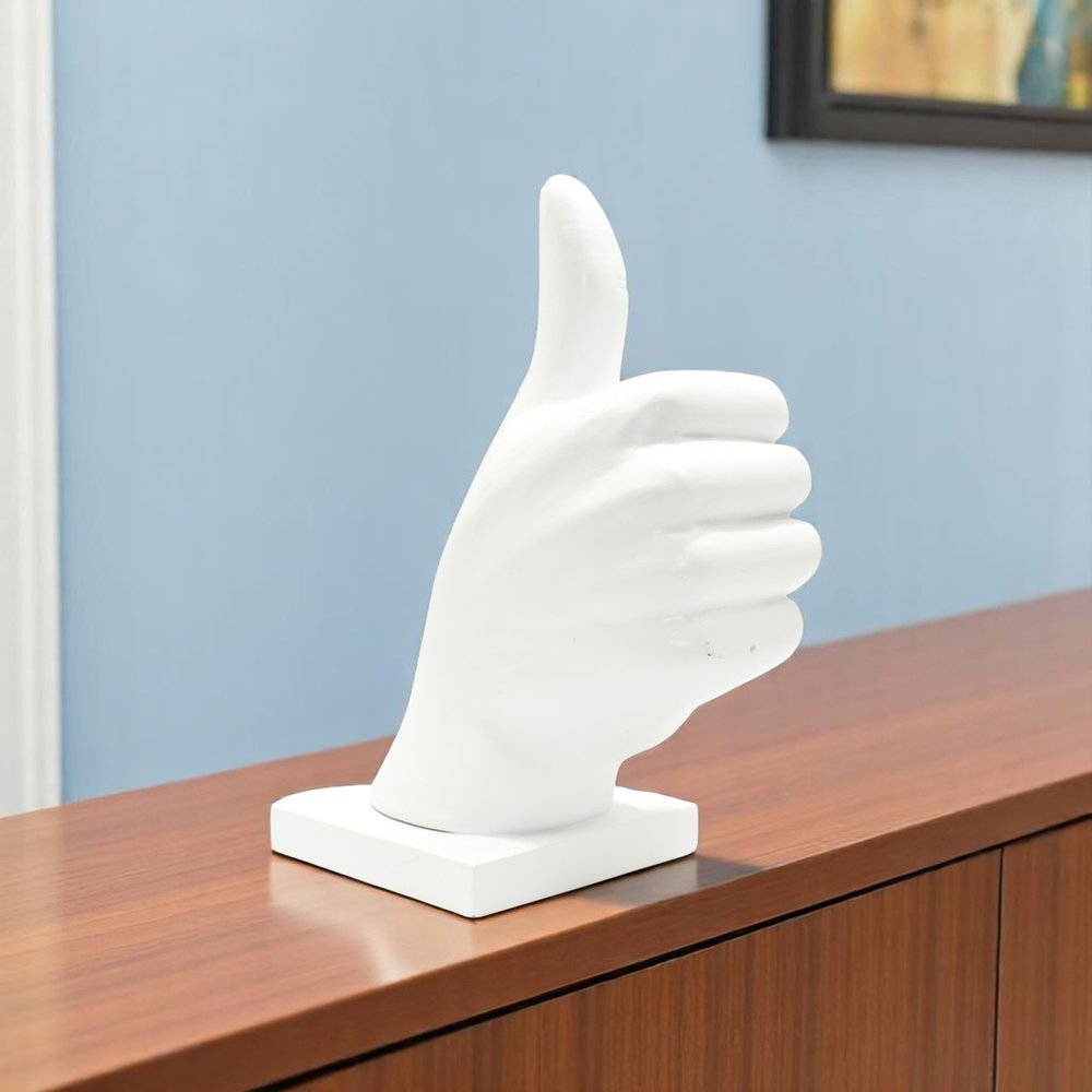 6" White Resin Hand Tabletop Sculpture HomeRoots