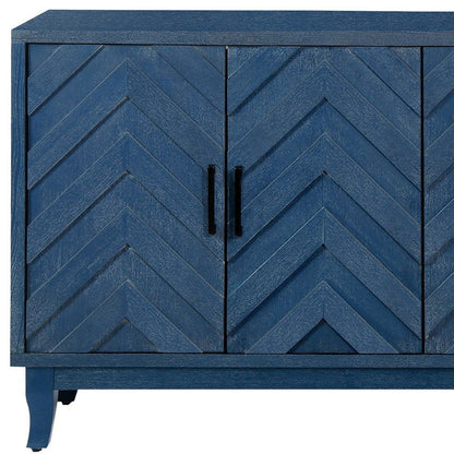 60" Gray Wood Carved Chevron Sideboard With Two Doors HomeRoots