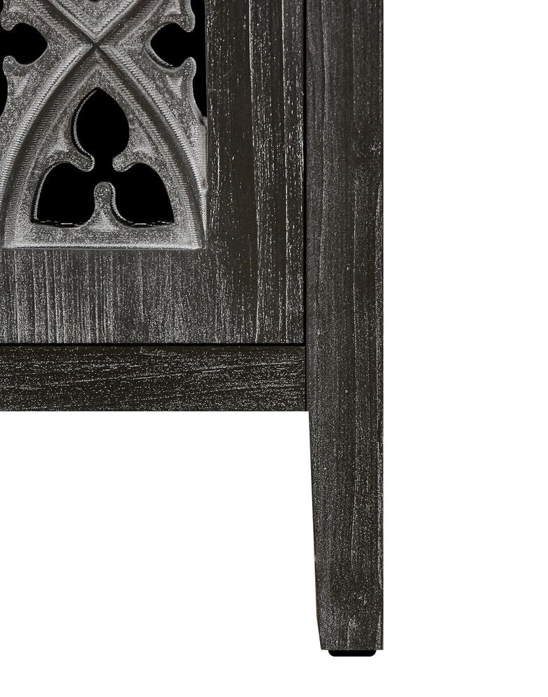 65" Charcoal Distressed Wood Sideboard with Four Doors HomeRoots