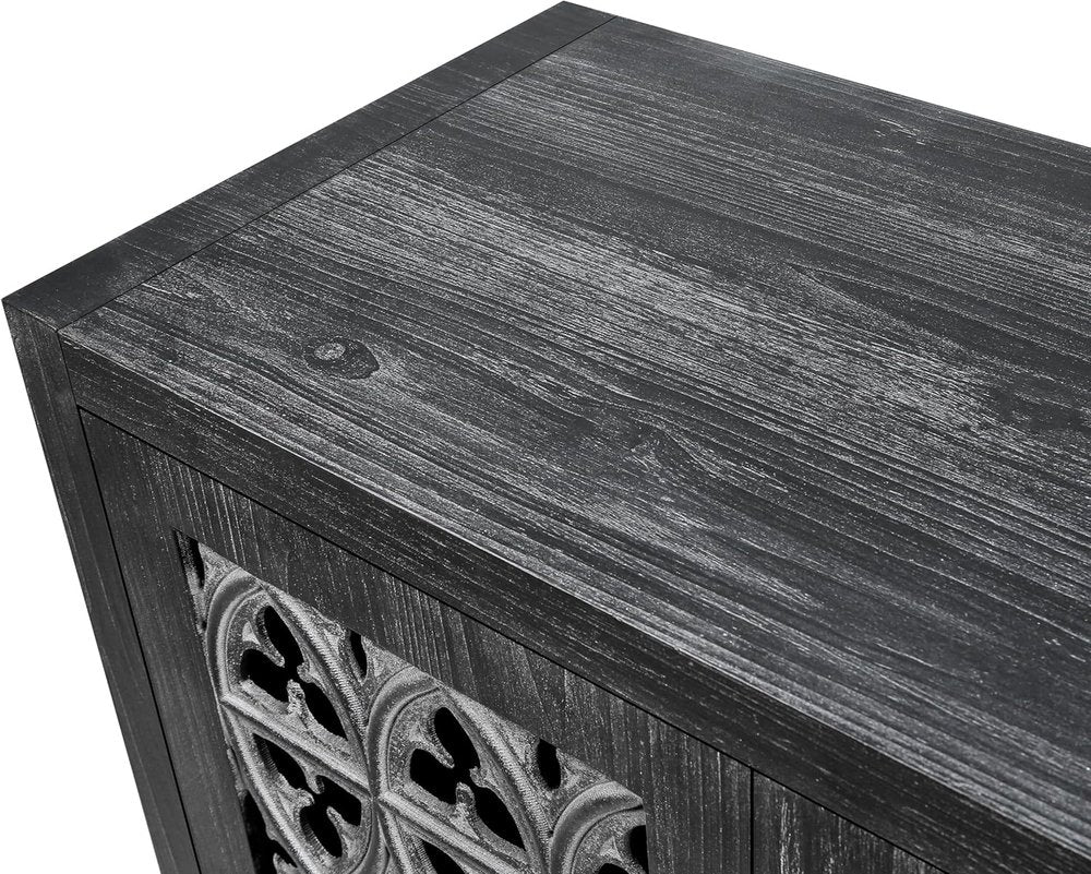 65" Charcoal Distressed Wood Sideboard with Four Doors HomeRoots