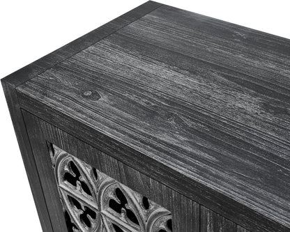 65" Charcoal Distressed Wood Sideboard with Four Doors HomeRoots