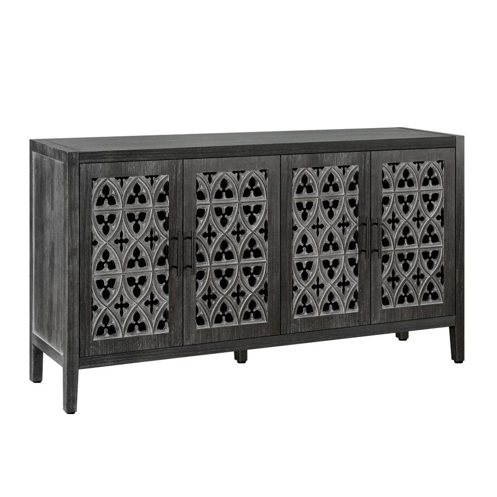 65" Charcoal Distressed Wood Sideboard with Four Doors — view 1