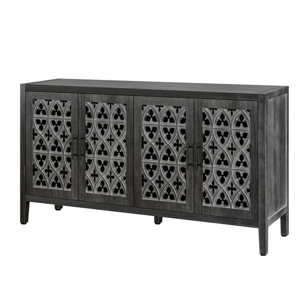 65" Charcoal Distressed Wood Sideboard with Four Doors — view 3