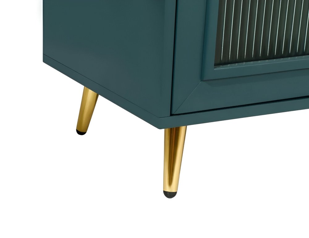 60" Teal Blue Ribbed Texture Sideboard with Four Doors — view 8
