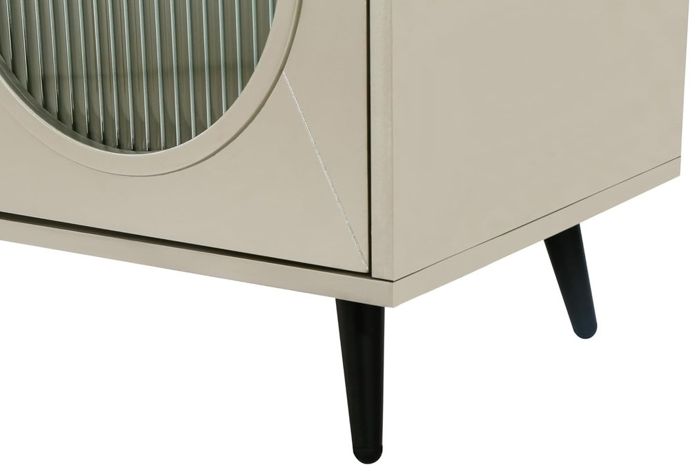 60" Gold Wood And Glass Sideboard with Four Doors HomeRoots