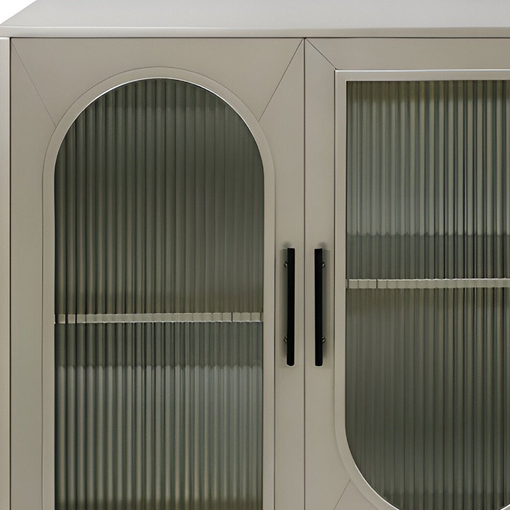 60" Gold Wood And Glass Sideboard with Four Doors HomeRoots