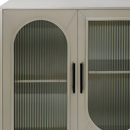 60" Gold Wood And Glass Sideboard with Four Doors HomeRoots