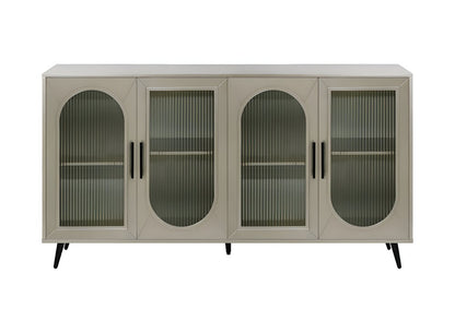 60" Gold Wood And Glass Sideboard with Four Doors HomeRoots