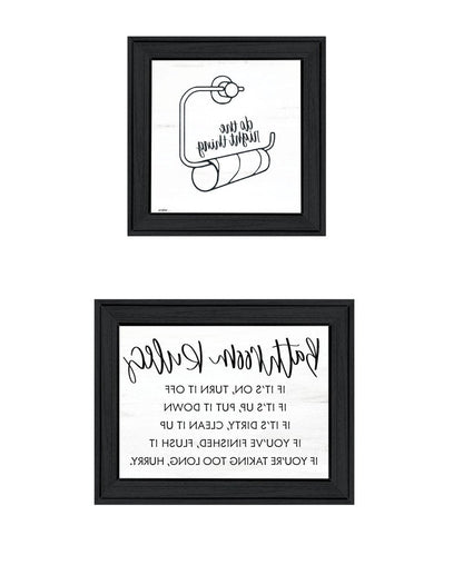 Set Of Two "Bathroom Rules" Black Framed Textual Art Wall Art HomeRoots