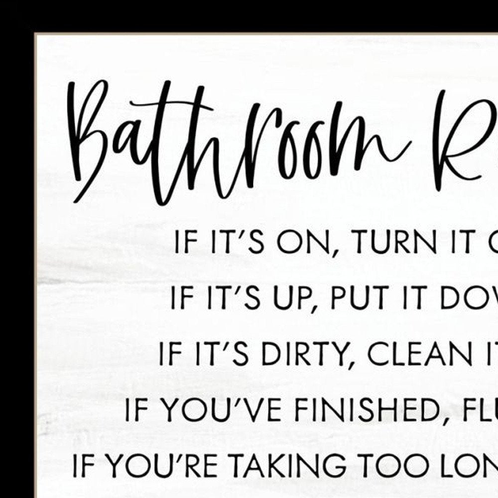 Set Of Two "Bathroom Rules" Black Framed Textual Art Wall Art — view 6