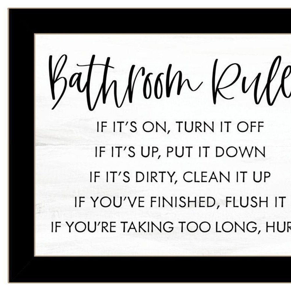 Set Of Two "Bathroom Rules" Black Framed Textual Art Wall Art — view 7