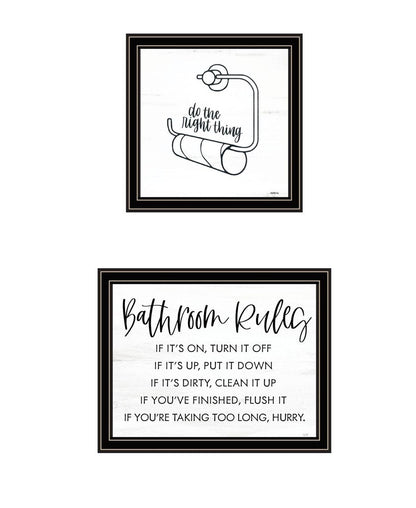 Set Of Two "Bathroom Rules" Black Framed Bathroom Wall Art HomeRoots