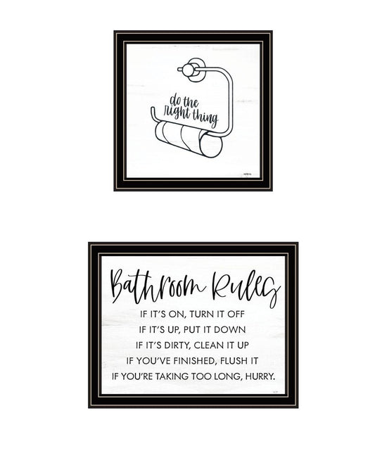 Set Of Two "Bathroom Rules" Black Framed Bathroom Wall Art