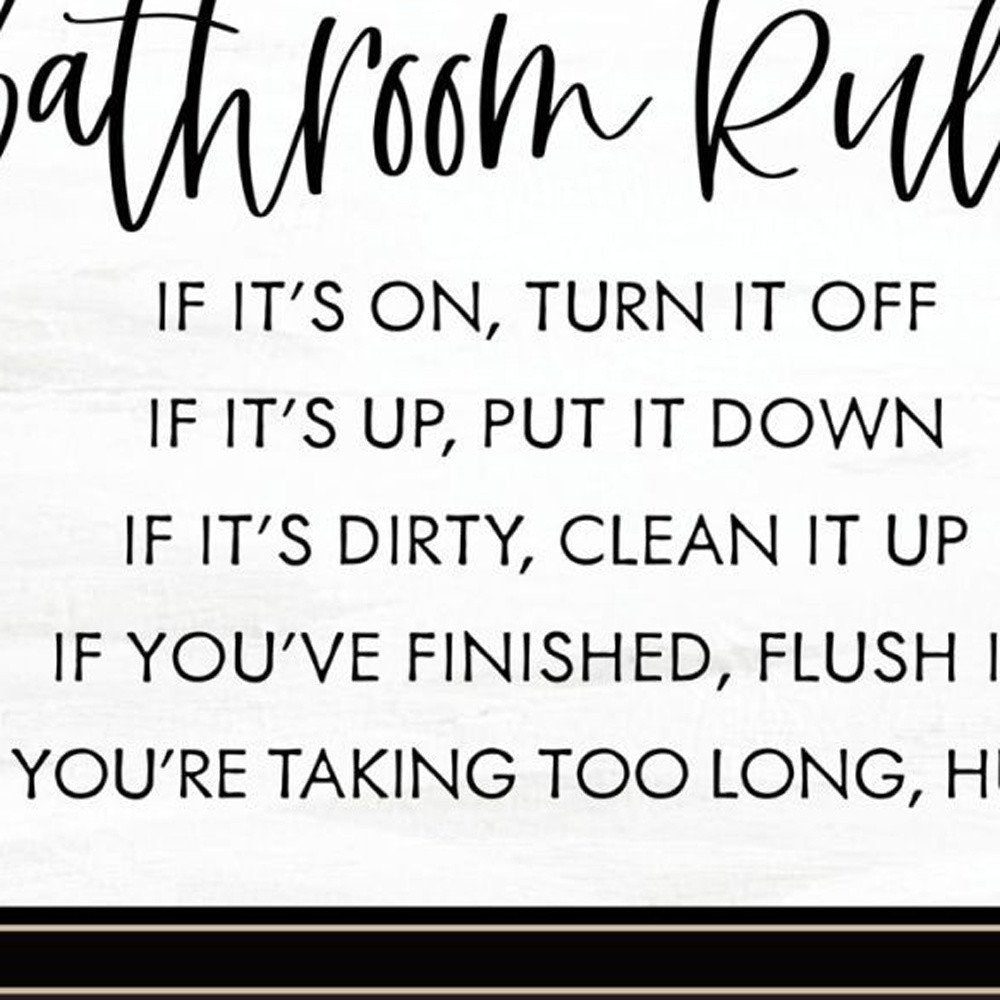 Set Of Two "Bathroom Rules" Black Framed Bathroom Wall Art — view 2