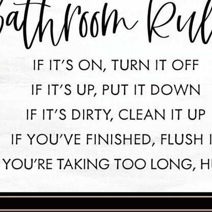 Set Of Two "Bathroom Rules" Black Framed Bathroom Wall Art HomeRoots