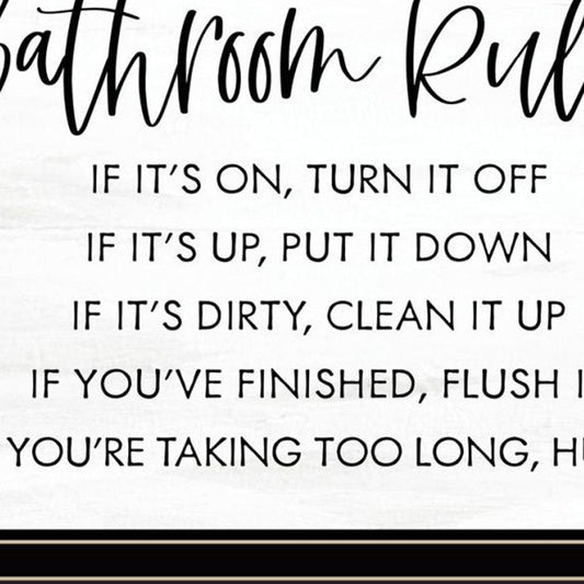 Set Of Two "Bathroom Rules" Black Framed Bathroom Wall Art